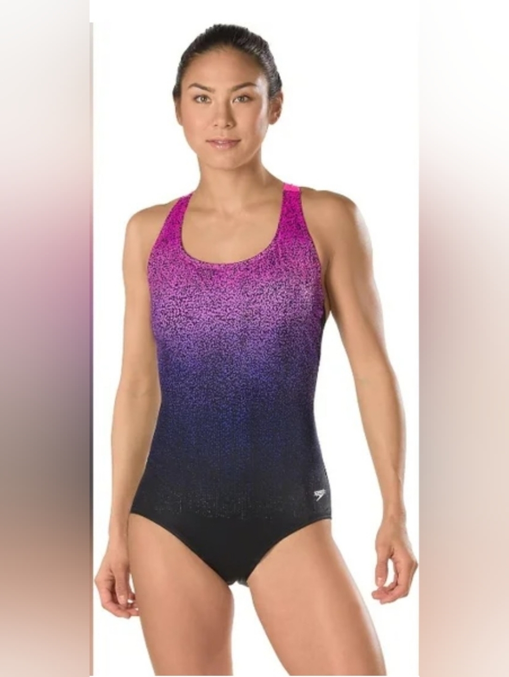 Speedo Women's Pink to Black Ombre Performance One-Piece Ultra back  Swimsuit